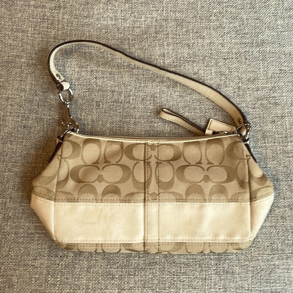 Coach Handbags - Coach Signature Cream and Beige small purse